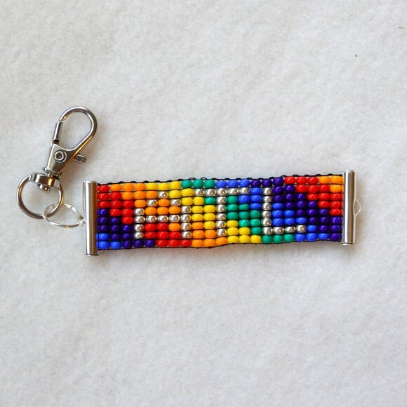 ATL Atlanta Pride rainbow bead keychain, handmade, 30% to charity - Picture 2 of 4
